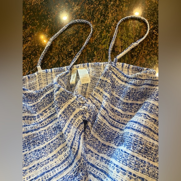 Large maxi blue white tribal beach festival japna dress adjustable straps - Picture 5 of 6